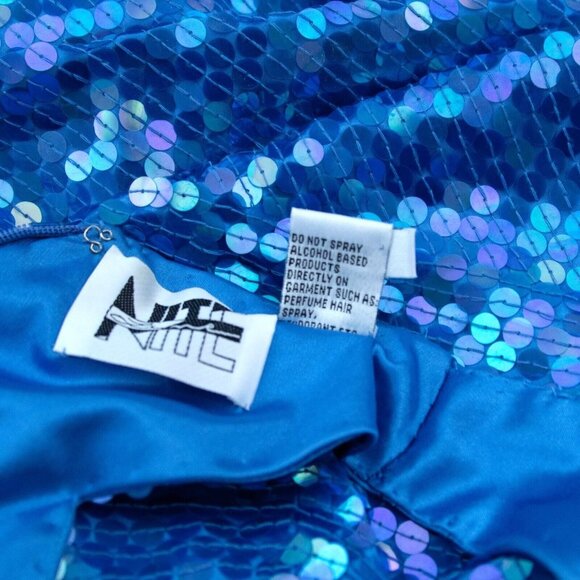 Niteline Cocktail Dress 6 Blue Sequin Luxe Evening Disco Party Glamour Bodycone - Picture 9 of 13